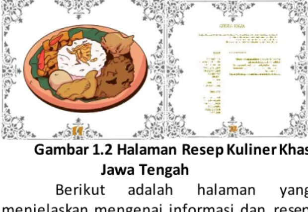 Gambar 1.2 Halaman Resep Kuliner Khas  Jawa Tengah 