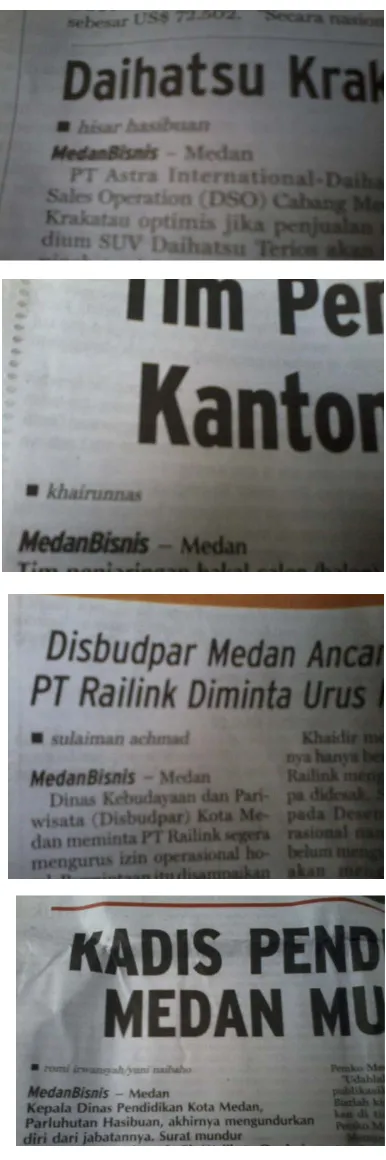 Gambar 1 pemakaian byline di Medan Bisnis 