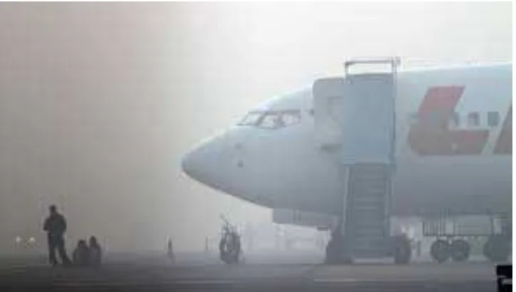 Gambar 3. Gangguan  transportasi udara akibat kabut asap  