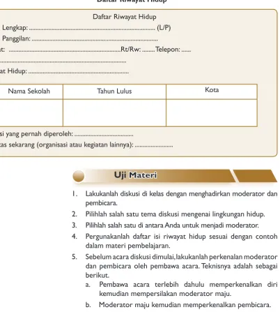 Tabel 2.1 Daftar Riwayat Hidup