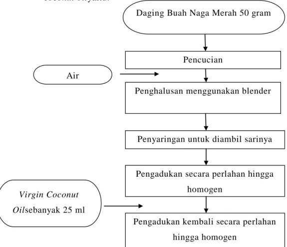 Gambar 3.2 Diagram Alir Pembuatan sari buah naga merah dengan virgin  coconut oil(Rachmawati dkk, 2015) 