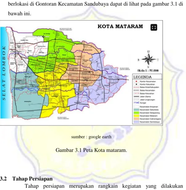 Gambar 3.1 Peta Kota mataram. 