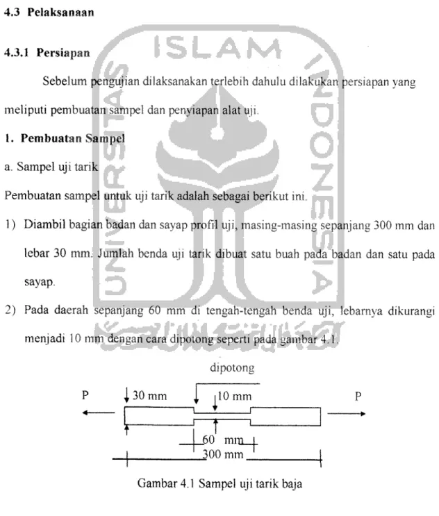 Gambar 4.1 Sampel uji tarik baja