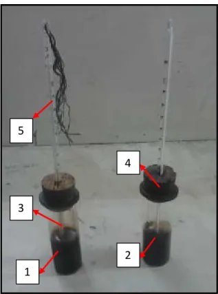 Gambar 5.1. Tabung Kaca + Penutup, Thermometer dan Sampel