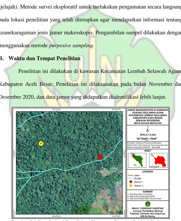 Gambar 3.1 Peta Lokasi Penelitian (Kawasan Gunung Seulawah Agam) 