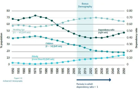 Grafik 11 Bonus Demografi Indonesia (Sumber: MP3EI) 