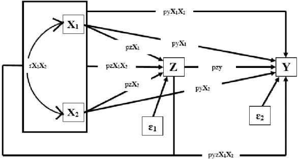 Gambar 1.2: Struktur Hipotesis Variabel X, Z dan Y 