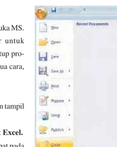 Gambar 4.19 : Cara menutup Program ExcelSumber       : Penerbit
