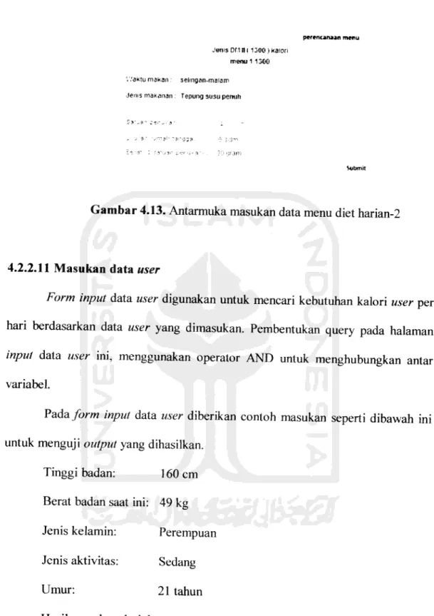 Gambar 4.13. Antarmuka masukan data menu diet harian-2