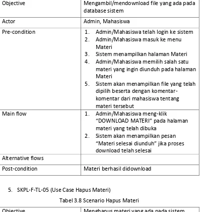Tabel 3.7 Scenario Download Materi 