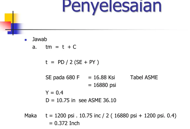 Tabel ASME 