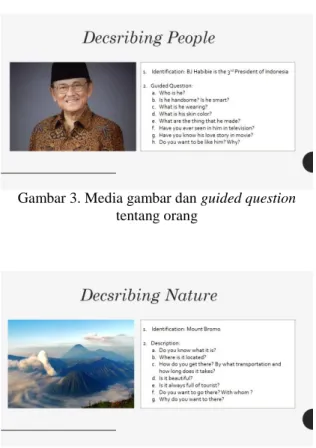 Gambar 4. Media gambar dan guided question  tentang alam 