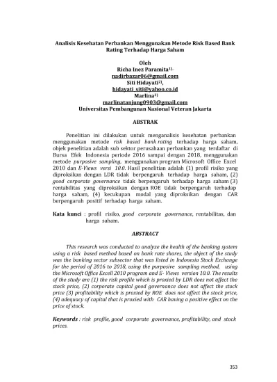 Analisis Kesehatan Perbankan Menggunakan Metode Risk Based Bank Rating ...