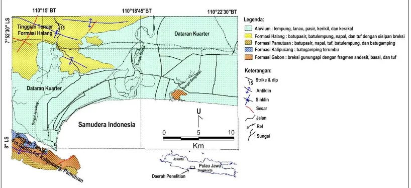 Gambar 3. Peta geologi daerah Cilacap dan sekitarnya (modiikasi dari Asikin dkk., 1992).