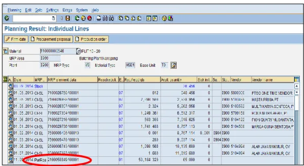 Gambar 9. Data PR dalam Menu MD03  (Olah data, 2020) 