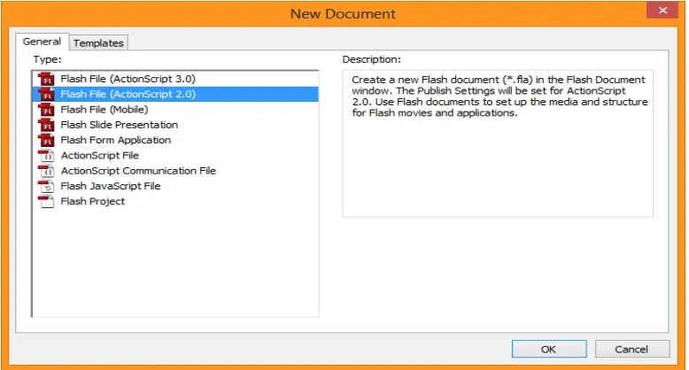 Gambar 2.3 Halaman New Document Adobe Flash CS3 