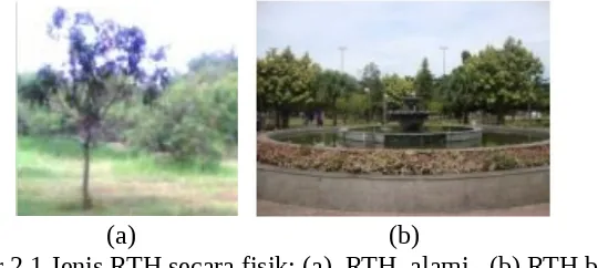 Gambar 2.1 Jenis RTH secara fisik: (a)  RTH  alami,  (b) RTH binaan