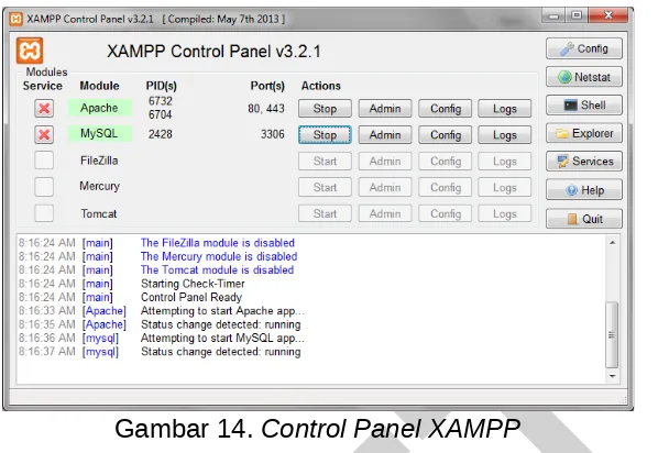 Gambar 14. Control Panel XAMPP