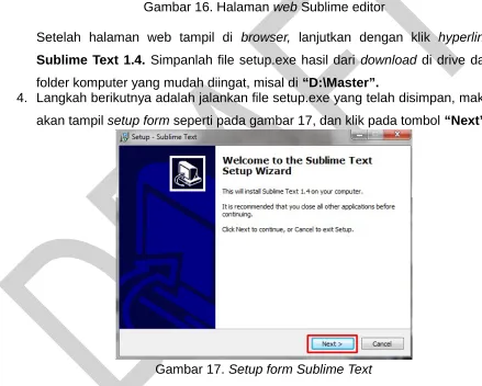 Gambar 16. Halaman web Sublime editor