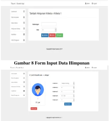 Gambar 9 Form Input Klasifikasi  5.  Penutup 