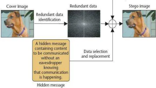 Gambar 1.  Penyembunyian data dengan metode steganography 