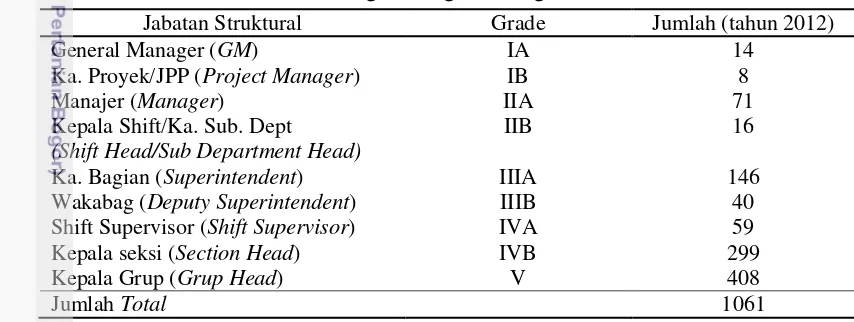 Tabel 7   Jabatan stuktural masing-masing level organisasi 