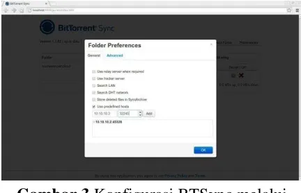 Gambar 3 Konfigurasi BTSync melalui antarmuka web 