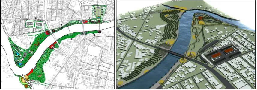 Gambar 3. Masterplan dan visualisasi desain proyek terpilih