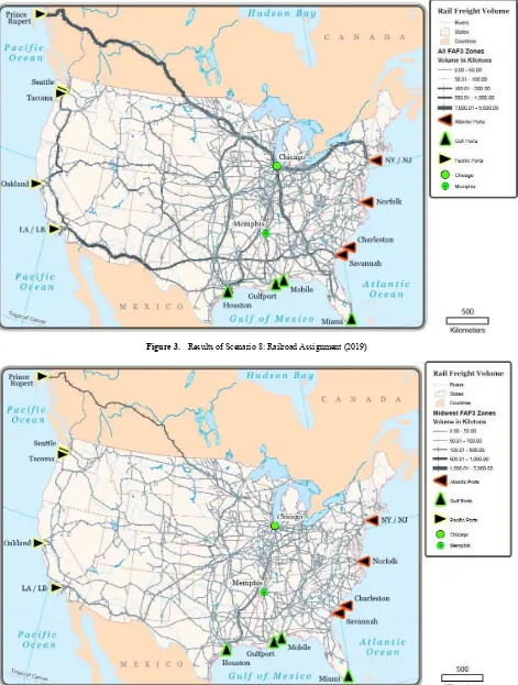 Figure 3.  Results of Scenario 8: Railroad Assignment (2019) 