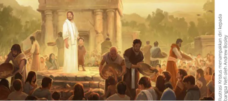Ilustrasi Kristus menampakkan diri kepada  bangsa nefi oleh andrew bosley