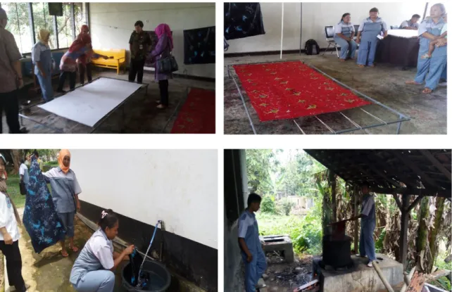 Gambar 2. Proses pembuatan batik ciprat oleh warga binaan Panti Pelayanan Sosial  PGOT  “Mardi Utomo” Semarang 
