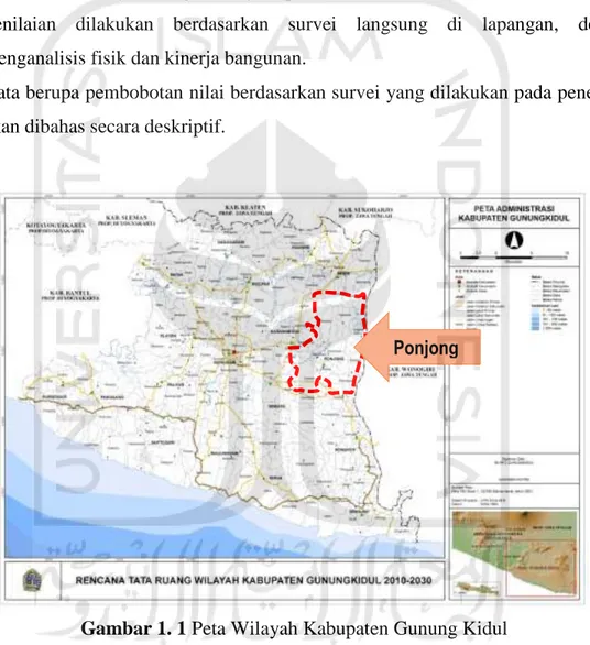 Gambar 1. 1 Peta Wilayah Kabupaten Gunung Kidul Ponjong 