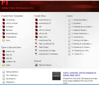 Gambar 2.1 Tampilan Start Page Adobe Flash CS 6