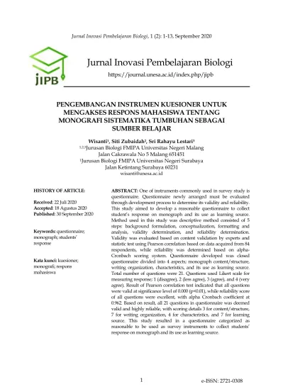 Jurnal Inovasi Pembelajaran Biologi