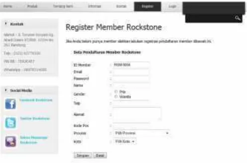 Gambar 4.14 Tampilan form register memberTabel 4.10 Tabel form register member