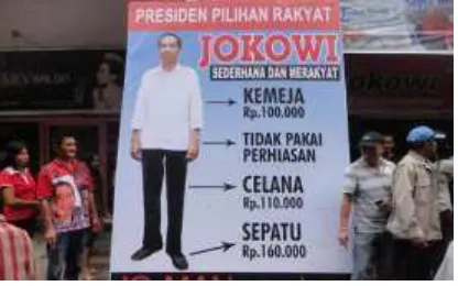 Gambar 1: Gambar pada baliho yang   mendeskripsikan fashion yang dikenakan Jokowi.  