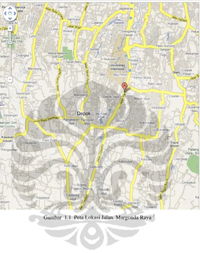 Gambar  1.1  Peta Lokasi Jalan. Margonda Raya  3