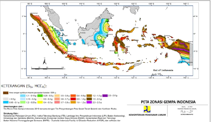 Gambar 1. Peta Zonasi Gempa Indonesia (http://puskim.pu.go.id/Aplikasi/desain_spektra_indonesia_2011/)  Konstruksi pelat beton bertulang 