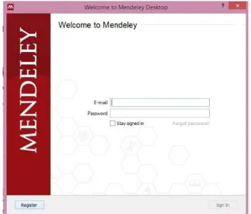 Gambar 6 Halaman Register dan Login Akun Mendeley 