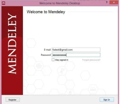 Gambar 11 Login Mendeley Dekstop 