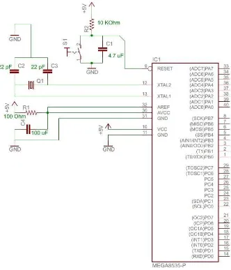 Gambar 3.2. Rangkaian Skematik Sistem Minimum Mikrokontroler ATMega 8535   