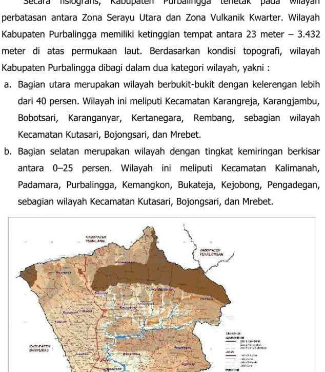 Gambar 2.2. Peta Topografi Kabupaten Purbalingga