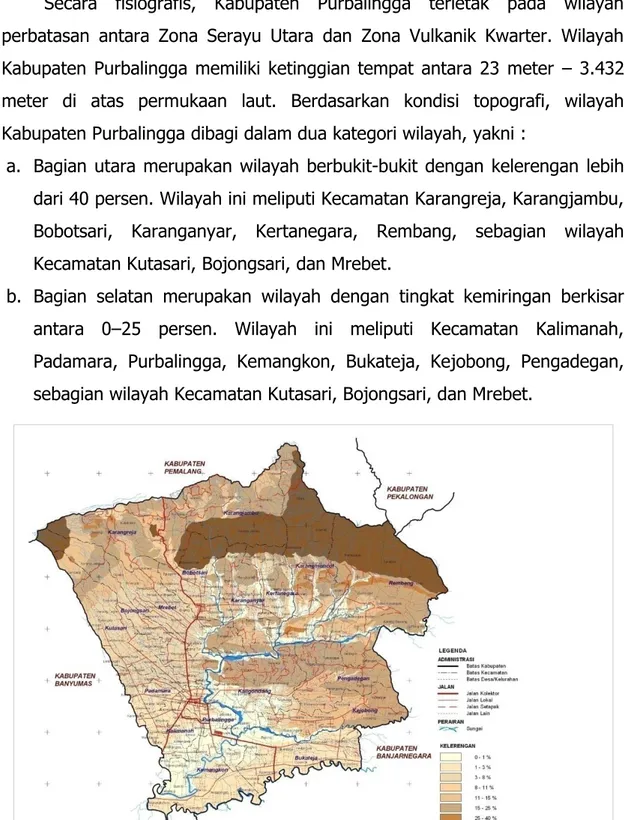 Gambar 2.2.  Peta Topografi Kabupaten Purbalingga 
