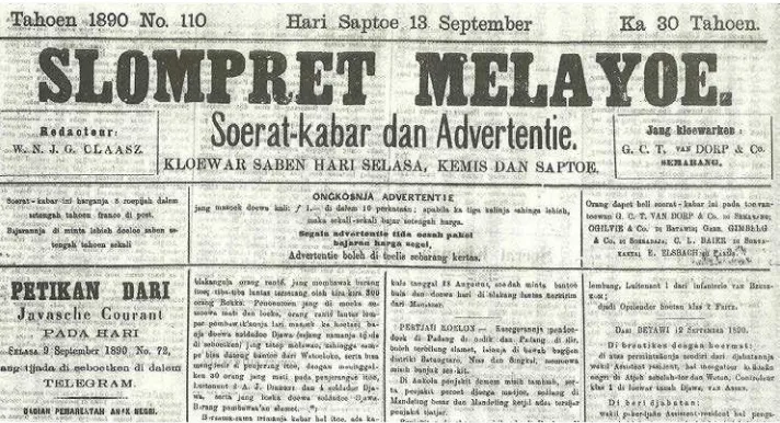Gambar 3.2 surat kabar Slompret Melayu. 