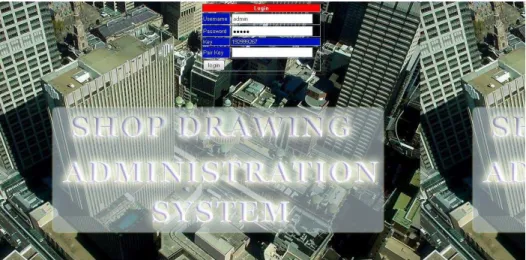 Gambar 4.3. Tampilan Cover Program Shop Drawing Administration System  4.5.3  Input database 