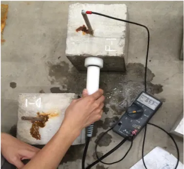 Gambar 3.5. Proses pengujian half cell potential test 