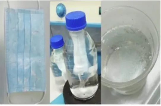 Gambar 2. Kandungan Mikrofiber plastik  pada masker medis  apabila masker medis 