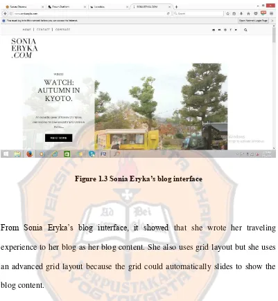 Figure 1.3 Sonia Eryka’s blog interface 