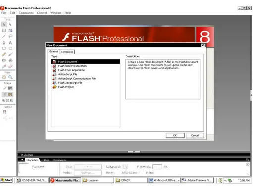 Gambar 4.1 Tampilan Awal Masuk Macromedia Flash Professional 8 4.2.1 Halaman Intro