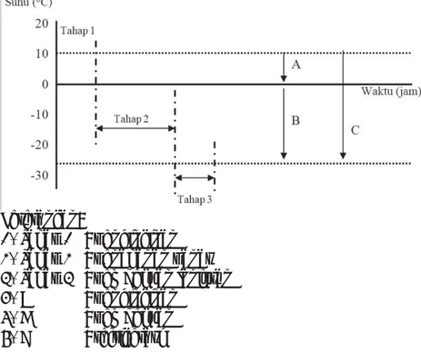 Gambar 12. Kurva penurunan suhu produk selama pembekuan